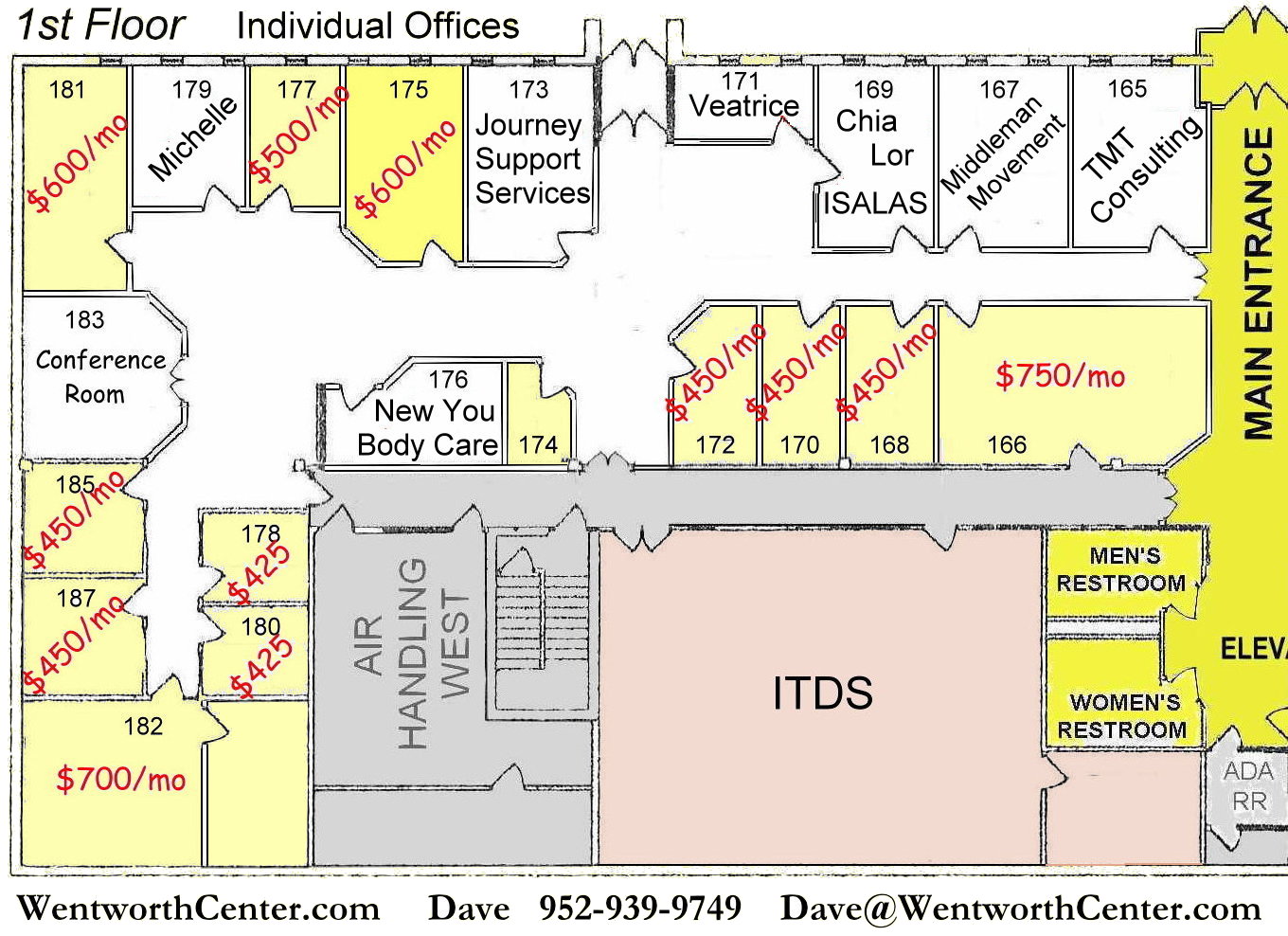 Image of floor plan of office space for rent in west St. Paul