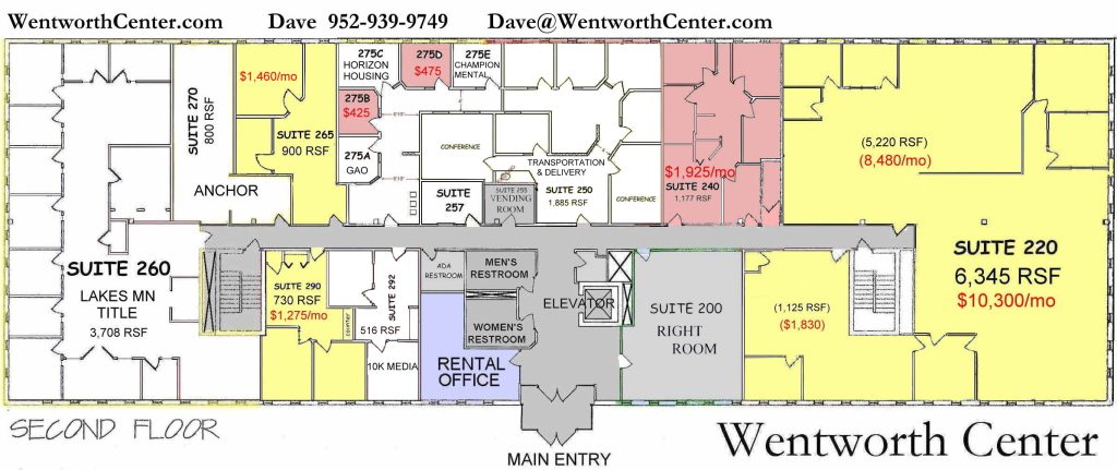 Image of floor plan of office space for rent in west St. Paul