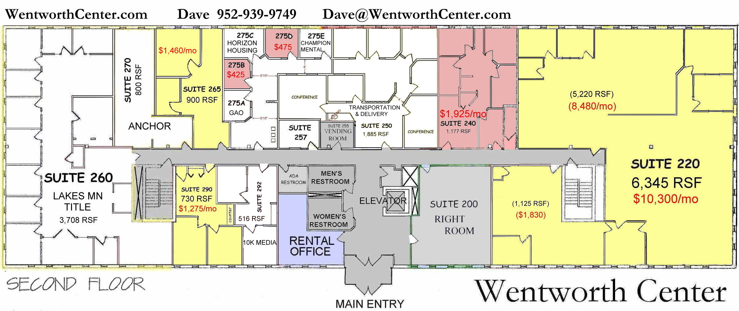Image of floor plan of office space for rent in west St. Paul