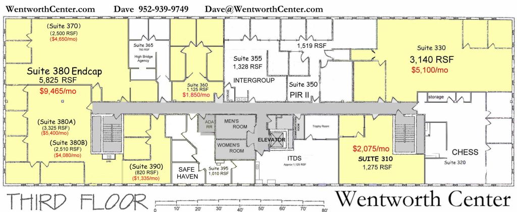 Image of floor plan of office space for rent in west St. Paul